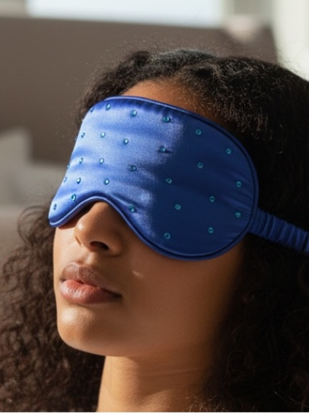 NEW Glitz & Glam Luxury Satin Sleep Mask with Rhinestones – Lavender Purple